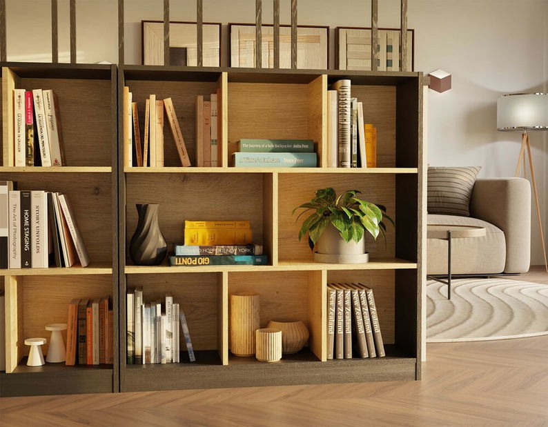 Regál Fragil 2 (antracit + dub artisan)