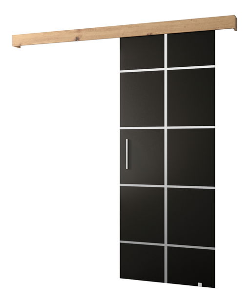 Posuvné dveře 90 cm Sharlene III (černá matná + dub artisan + stříbrná)