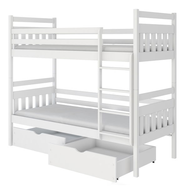 Dětská postel 80 cm ARAS (s roštem a úl. prostorem) (bílá)