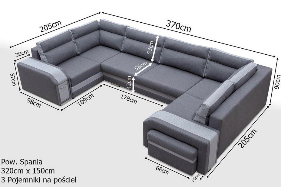 Rohová sedací souprava Asperata U (světlešedá + šedá) (P)