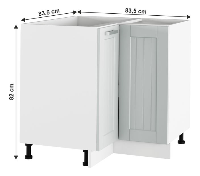 Rohová dolní kuchyňská skříňka Janne Typ 62 (světle šedá + bílá)