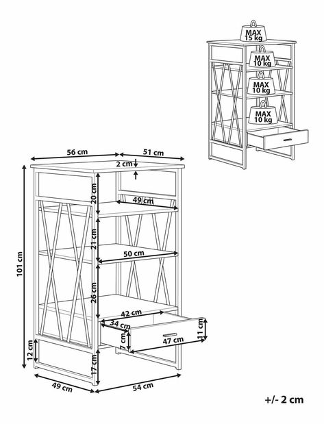 Regál Kuna 4P (tmavohnědá)