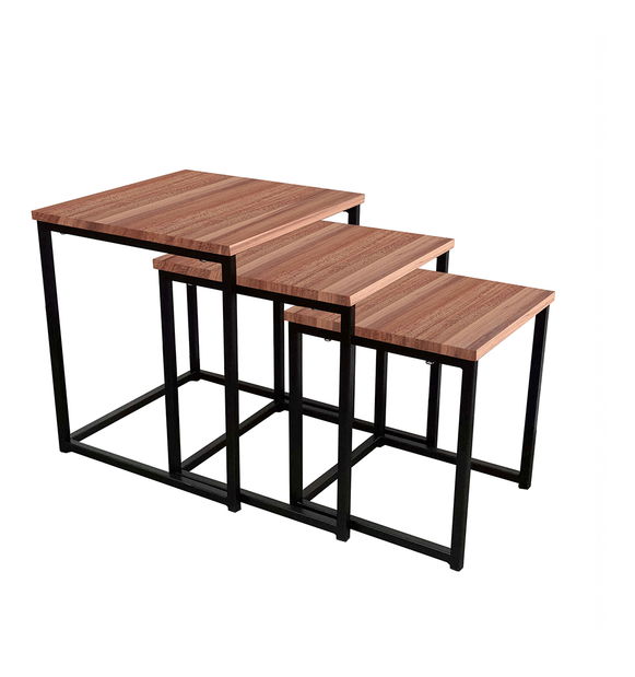 Set 3 konferenčních stolků Kastty typ 3 (ořech + černá)