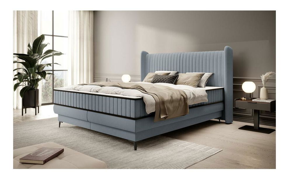 Manželská kontinentální postel cm Dalmo (s roštem) (s úl. prostorem) (grafit + černá)