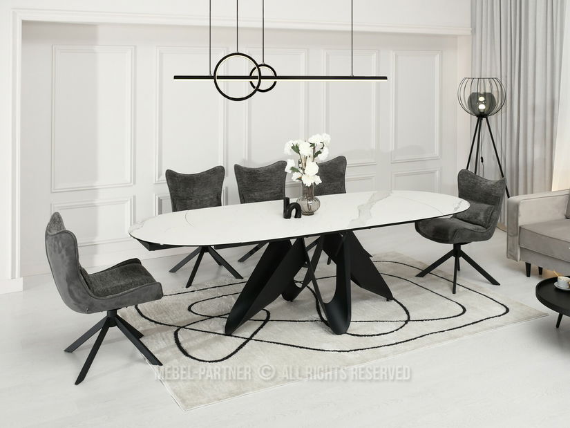 Jídelní stůl Persi (bílý mramor + černá)