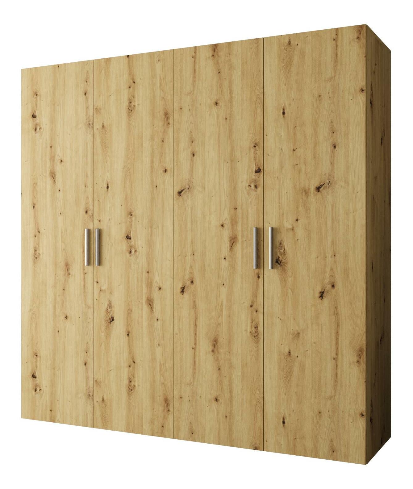 Šatní skříň 200 cm Borry 1 (dub artisan + stříbrná)