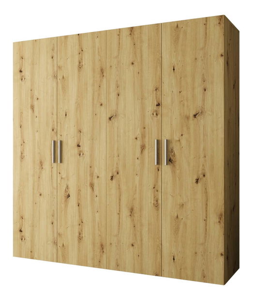 Šatní skříň 200 cm Borry 1 (dub artisan + stříbrná)
