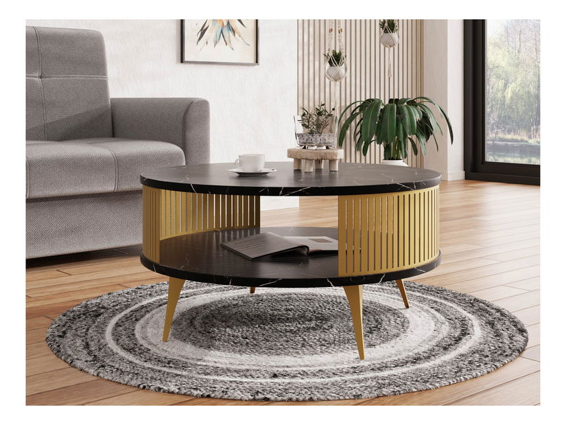 Konferenční stolek Mezanoa Gold (zlatá + černá pietra grigia)