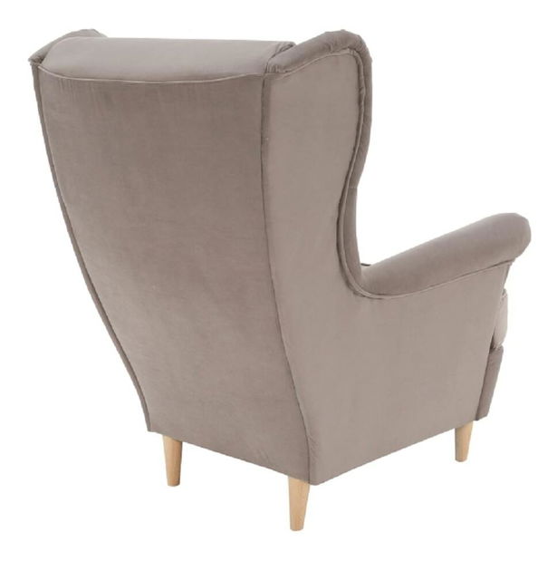 Křeslo ušák Romino (šedá + buk) 