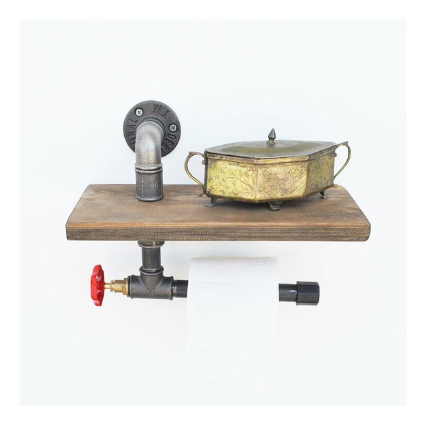 Nástěnný držák na toaletní papír Mapeno 10 (ořech + černá)