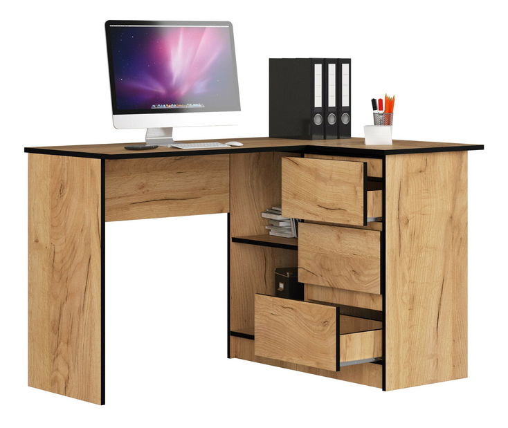 Rohový PC stolek Bodhi (dub craft) (P)