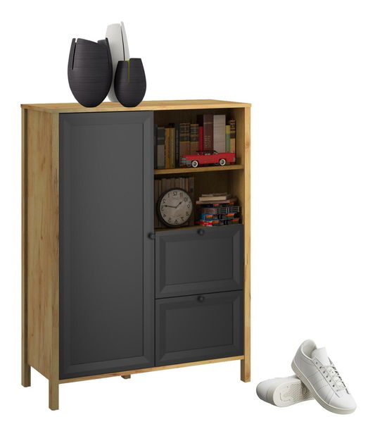 Regál Bruselas (dub craft zlatý + černá)