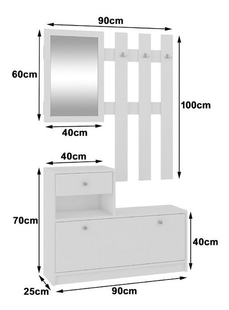 Předsíňová sestava Zariel (bílá)