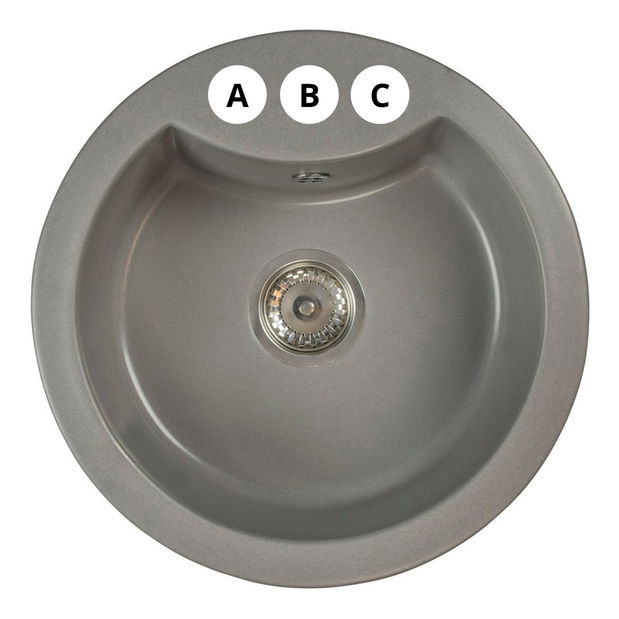 Kuchyňský dřez Mellusa (šedá) (se 3 otvory pro baterii)