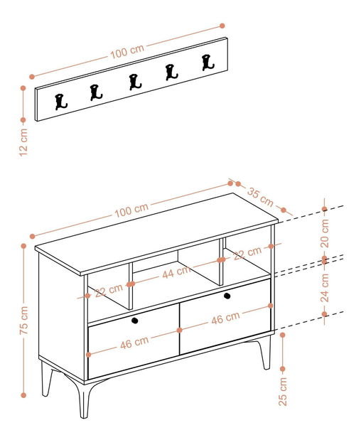 Předsíňová sestava Aliex 5 (bílá + černá)