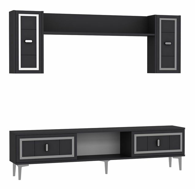 Obývací stěna Orino (antracit + dub safírový)