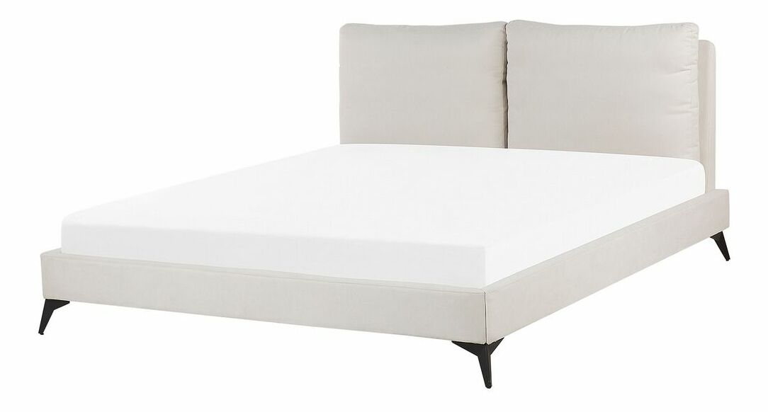 Manželská postel 180 cm MELIA (polyester) (béžová) (s roštem)