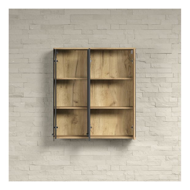 Závěsná vitrína Esferas (grafit + dub evoke)