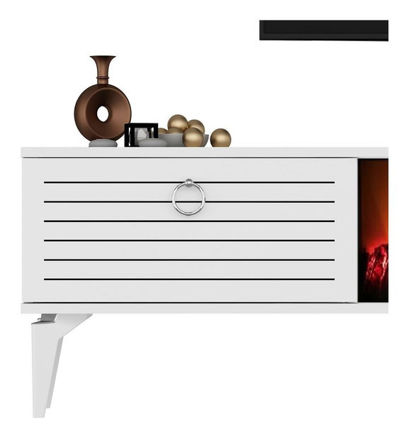 TV stolek/skříňka s krbem Sulotu 2 (bílá)