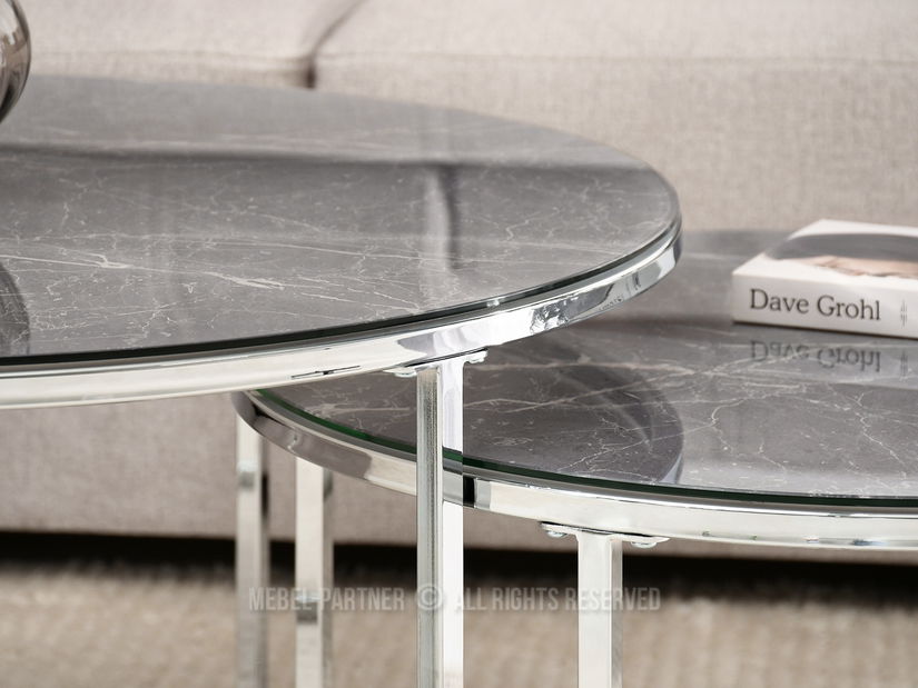 Konferenční stolek Grande (mramorově šedá + chromová) *výprodej