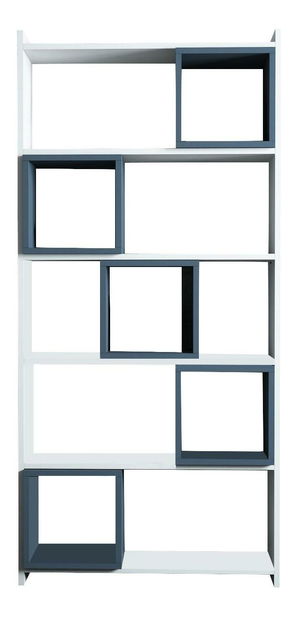 PC stolek s regálem Blanchet (bílá + modrá)