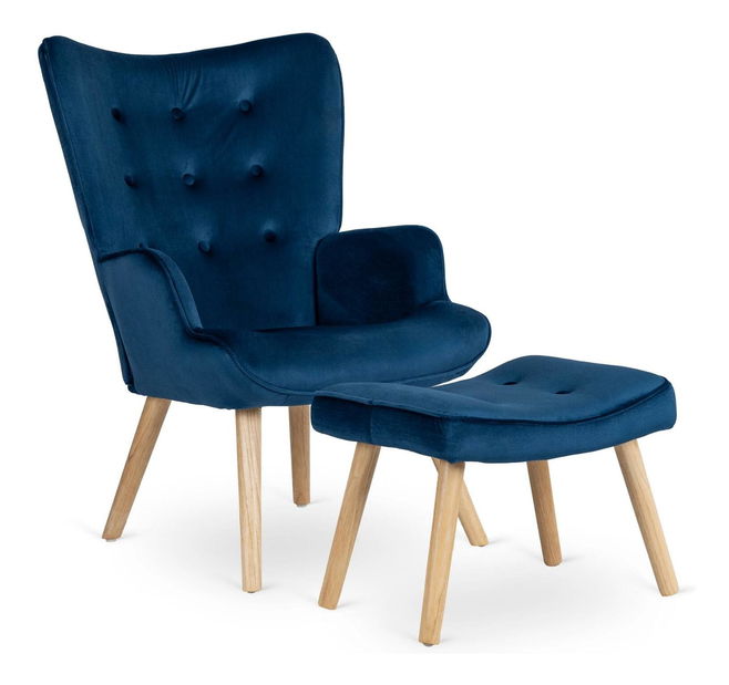 Křeslo s podnožkou Lombardi (námořnická modrá)