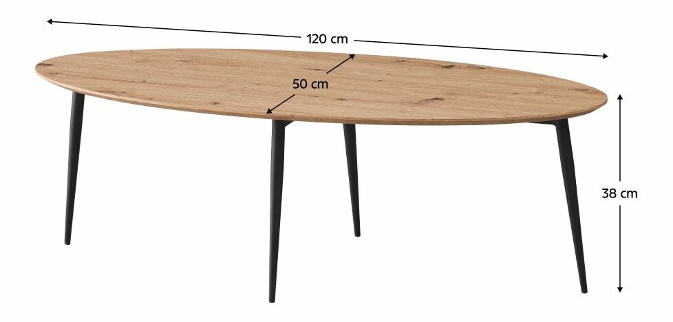 Konferenční stolek SARAM (dub artisan + černá) *bazar