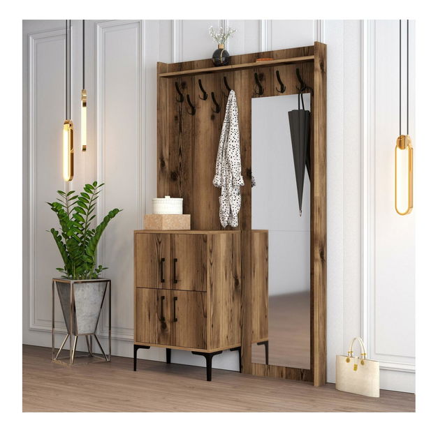 Předsíňová stěna Betina BC (ořech) (se zrcadlem)