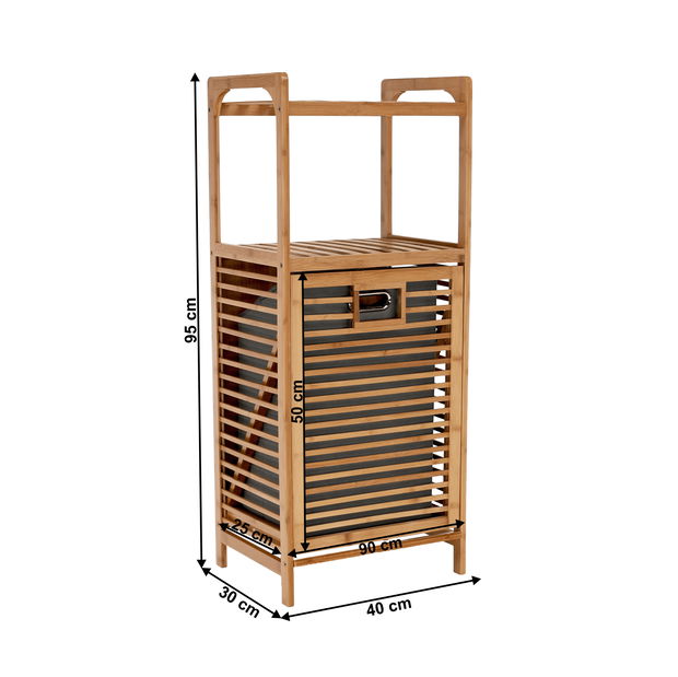 Koš na prádlo Sansal NEW (přírodní bambus + šedá)