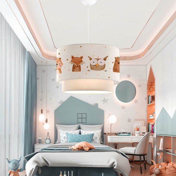 Dětské stropní svítidlo Menenko 2 (krémová + vícebarevné)