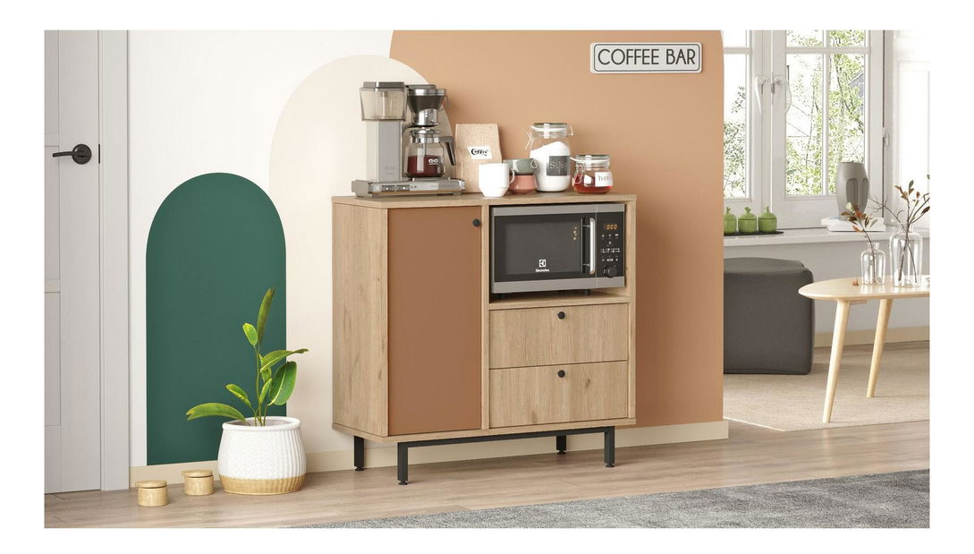 Komoda Rebutia 1 (dub + cihlová)