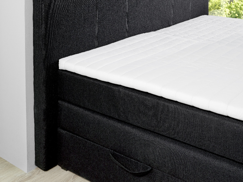 Manželská postel Boxspring 180 cm Thalia 1090 (černá) (s matracemi)