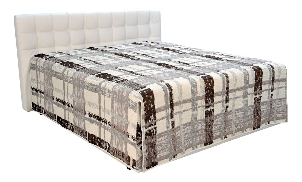 Manželská postel 180 cm Blanář Monaco (béžová + bílá) (s rošty a matracemi)