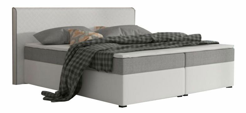 Manželská postel Boxspring 160 cm Namakyra Megakomfort Visco (bílá + šedá) (s matrací a roštem)