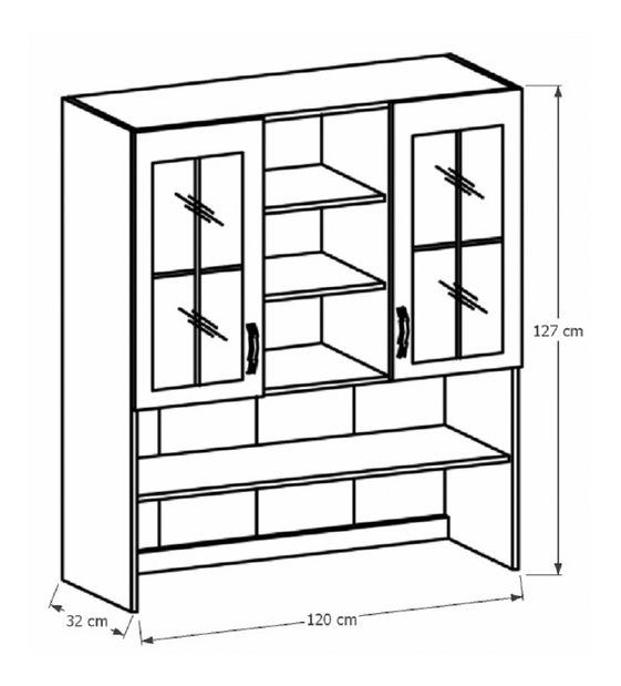 Horní kuchyňská skříňka se sklem K120 Provense (bílá + sosna andersen)