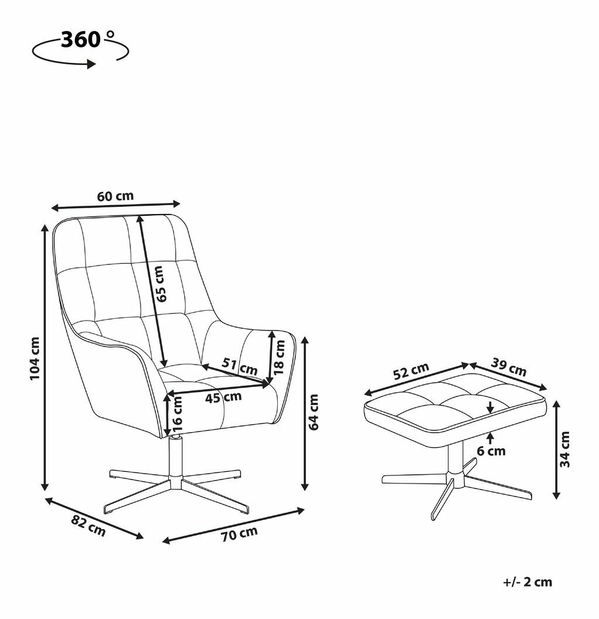 Křeslo MALAN (béžová) (s podnožkou)