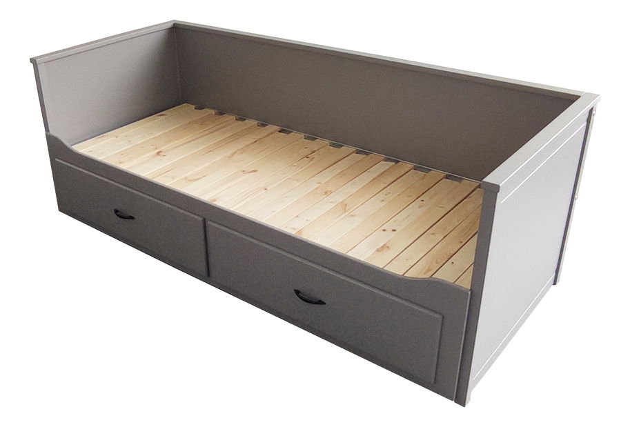 Rozkládací postel 80 cm Daybed Comfort (s roštem a úl. Prostorem) (šedá)