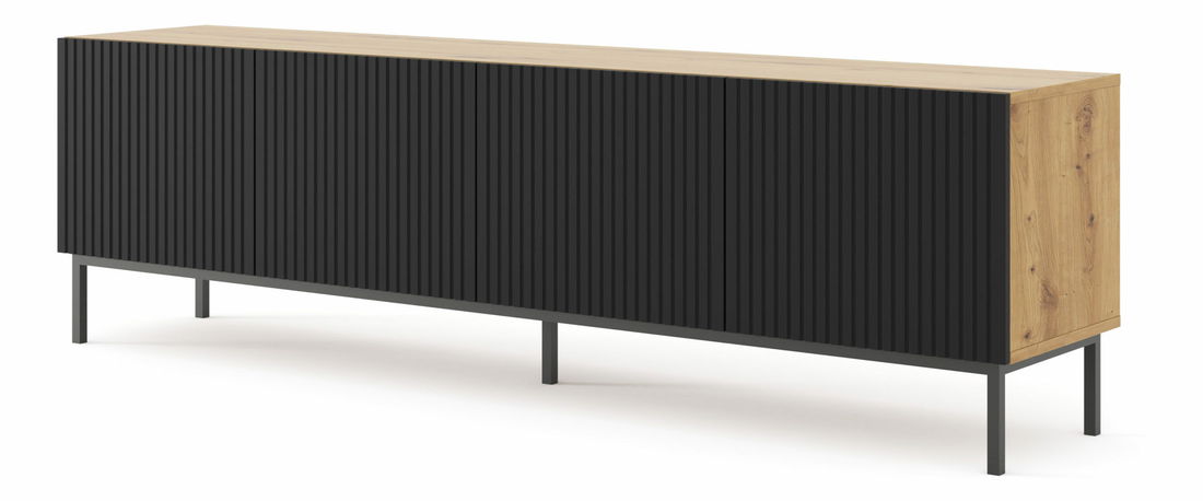 TV skříňka/stolek 4D 200 Rowanna (dub artisan + černá)