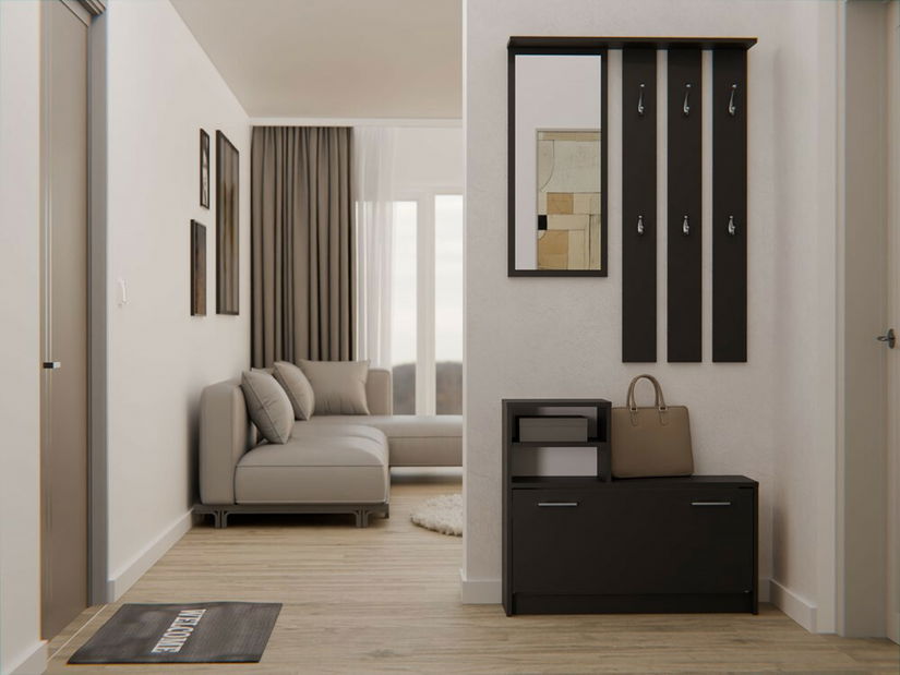 Předsíňová sestava Vayan 1 (černá) (se zrcadlem)