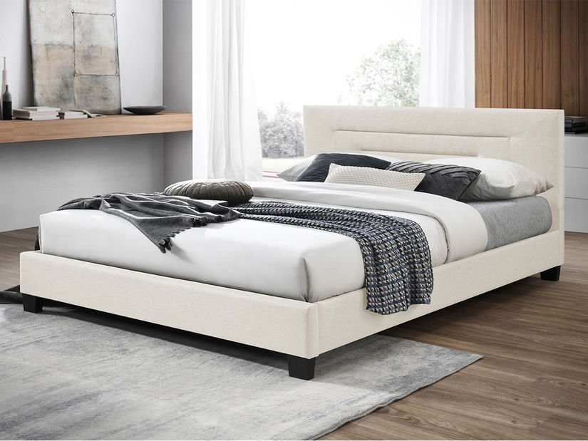 Manželská postel 180 cm Telosa New (béžová + černá) (s roštem)