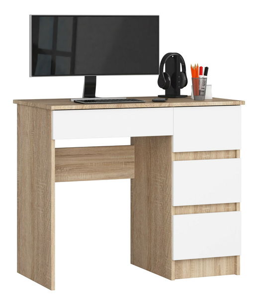 PC stolek Benicio II (dub sonoma + bílá) (P)