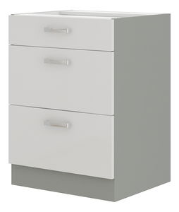 Dolní kuchyňská skříňka Brunea 60 D 3S BB (šedá + lesk bílý)