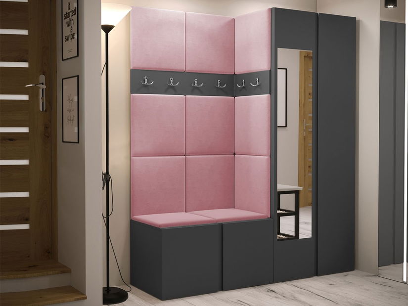 Předsíň Tovenaz XII (grafit + růžová) (se zrcadlem)