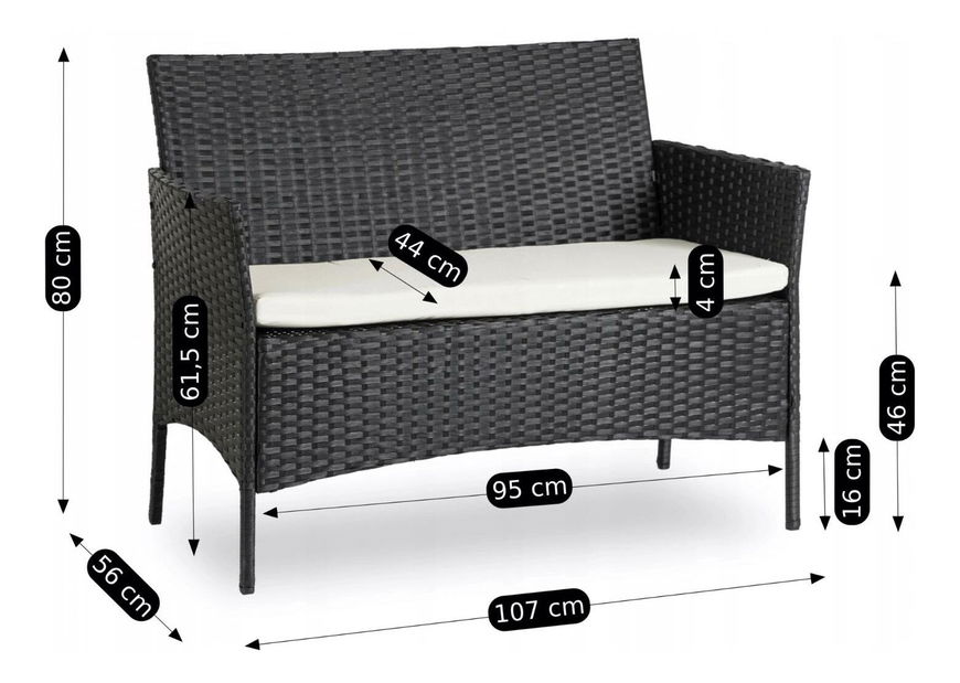 Zahradní set Manta (černá + béžová) (pro 4 osoby)