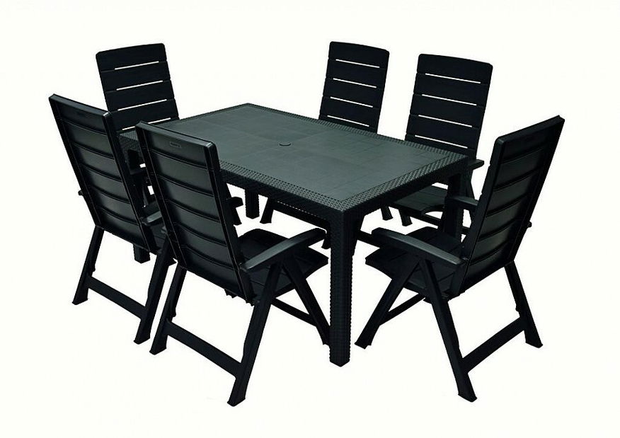 Záhradní sestava King 1+6 (antracit) (Plast)