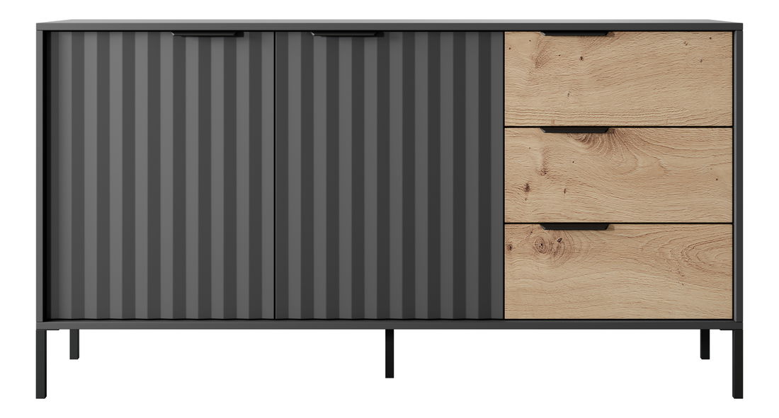 Komoda Rastafa 2D3S (dub artisan + černá)