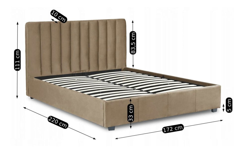 Manželská postel 160 cm Merecida (béžová) (s roštem) (s úl. prostorem)