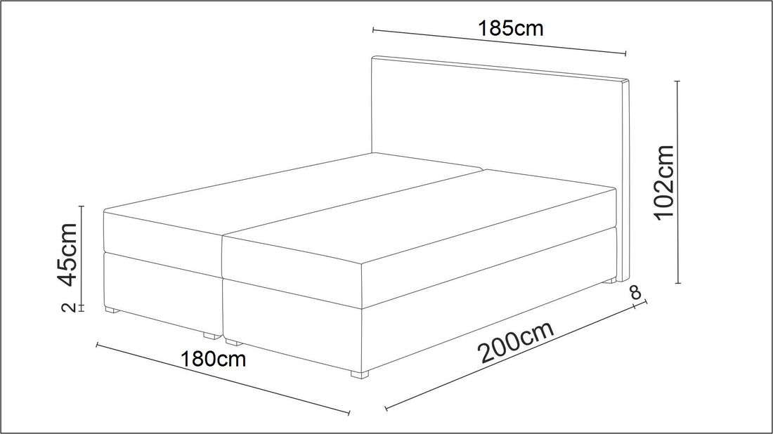 Manželská postel 180 cm Trachalio (s matrací)