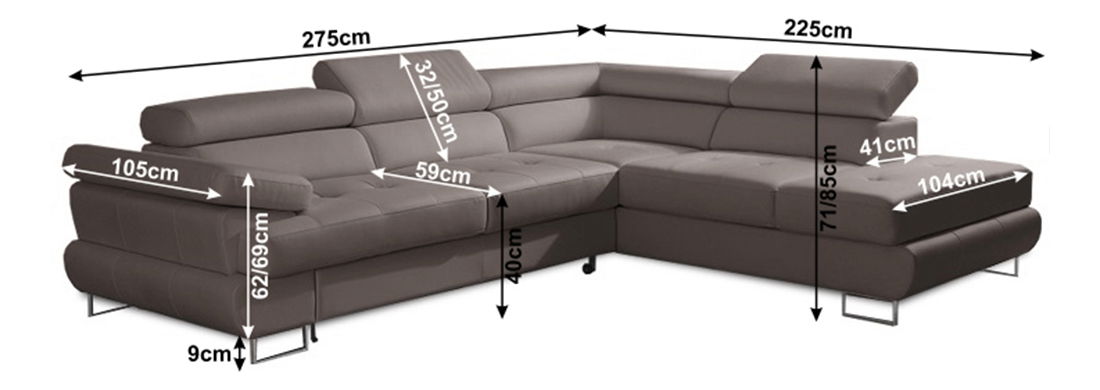 Rohová sedací souprava Bjorn R 2F-OTM šedo-hnědá (P)