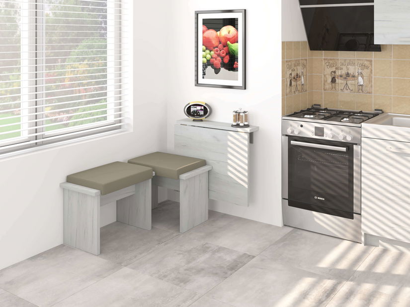 Rozkládací jídelní stůl Elston 7 (craft bíly) (pro 2 osoby)